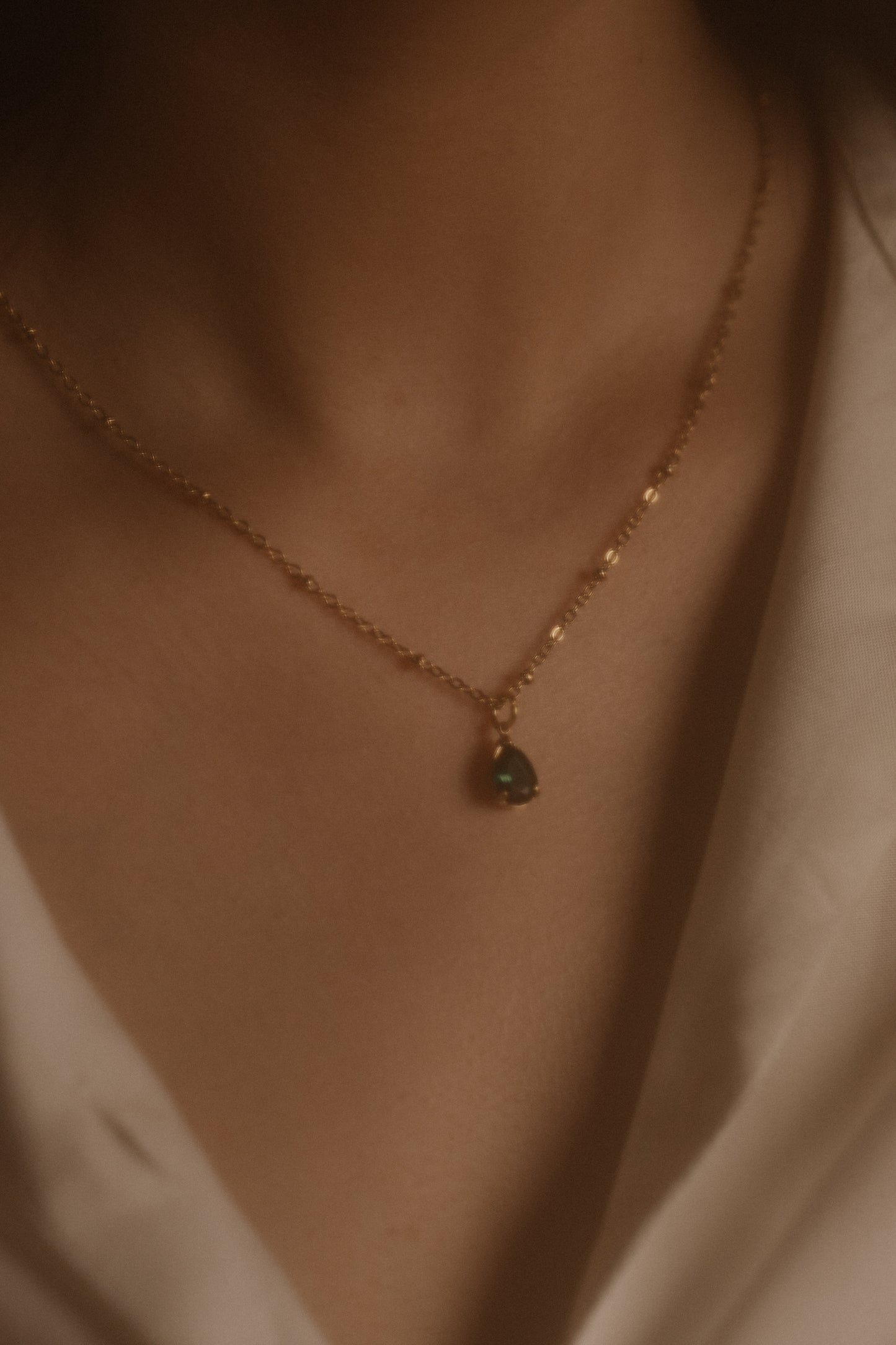 Emerald Light Drop Necklace