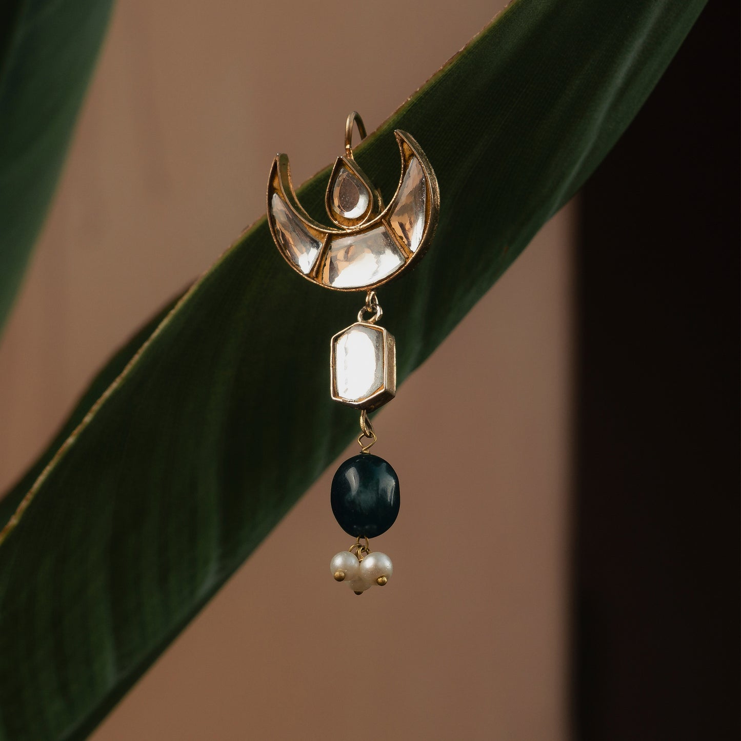 Crescent green earrings
