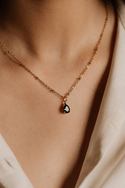 Emerald Light Drop Necklace